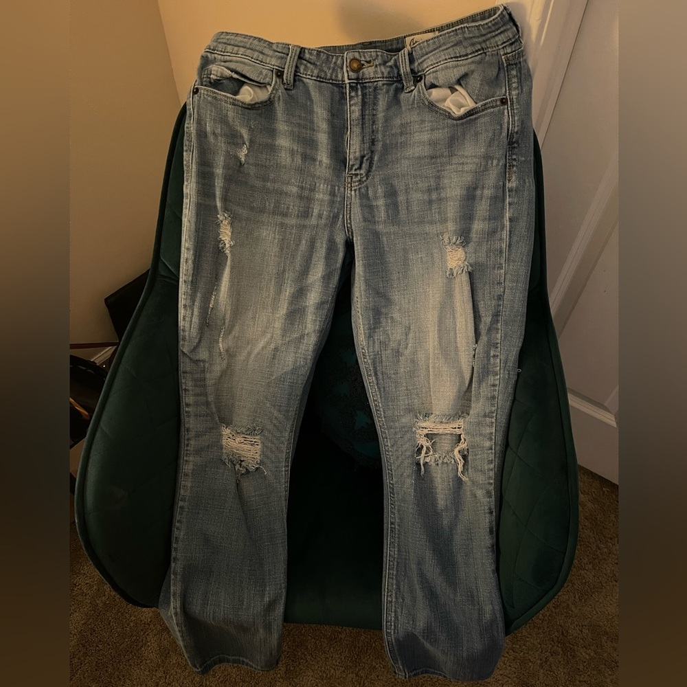 Cosmic Blue Love Stretch Boyfriend Jeans
